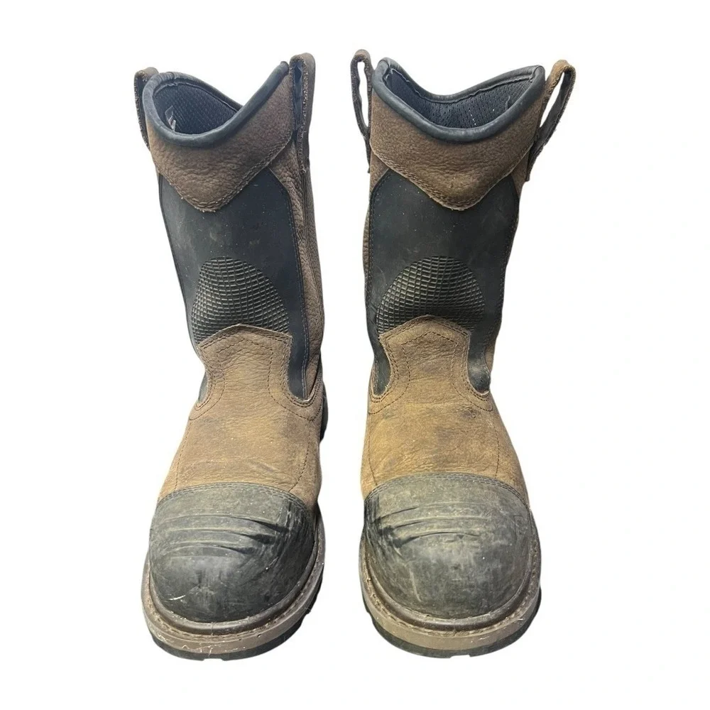 Avenger A7896 Hammer Met Wellington Mens 10 Wide Brown Leather Work Boots Safety